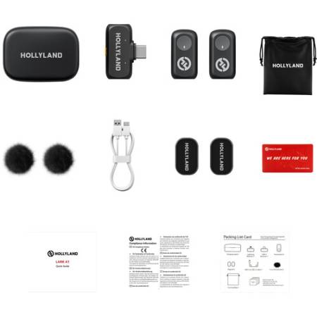 Hollyland LARK A1 Duo (USB-C) - zawartość zestawu, bezprzewodowy system audio
